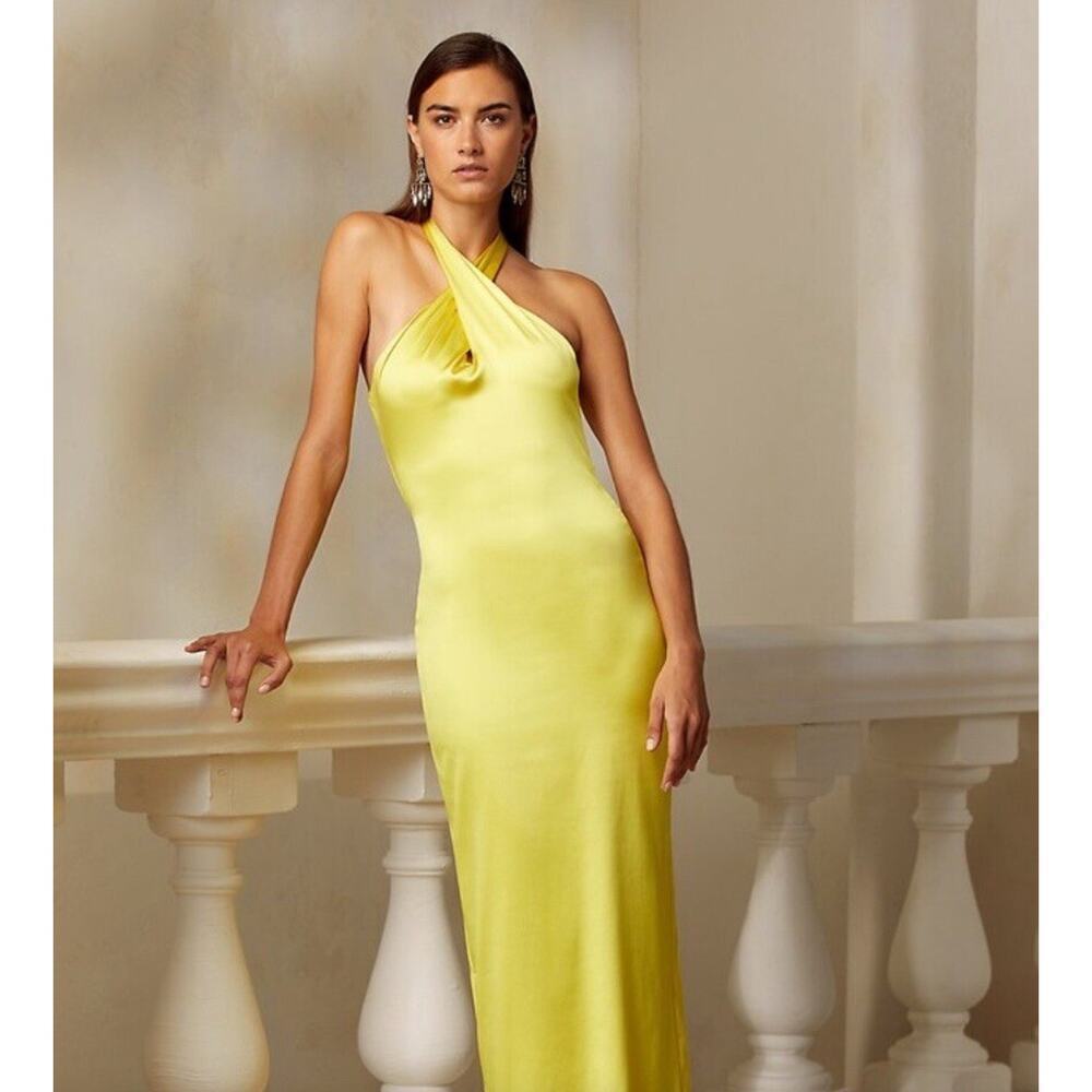 Ralph Lauren Collection Purple Label Silk Satin Evening Gown Halter Maxi Dress 4